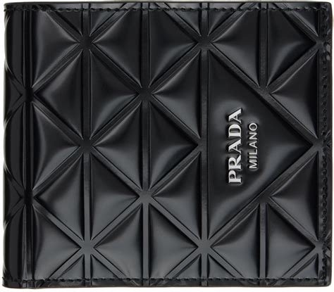 Prada: Black Matelassé Wallet 